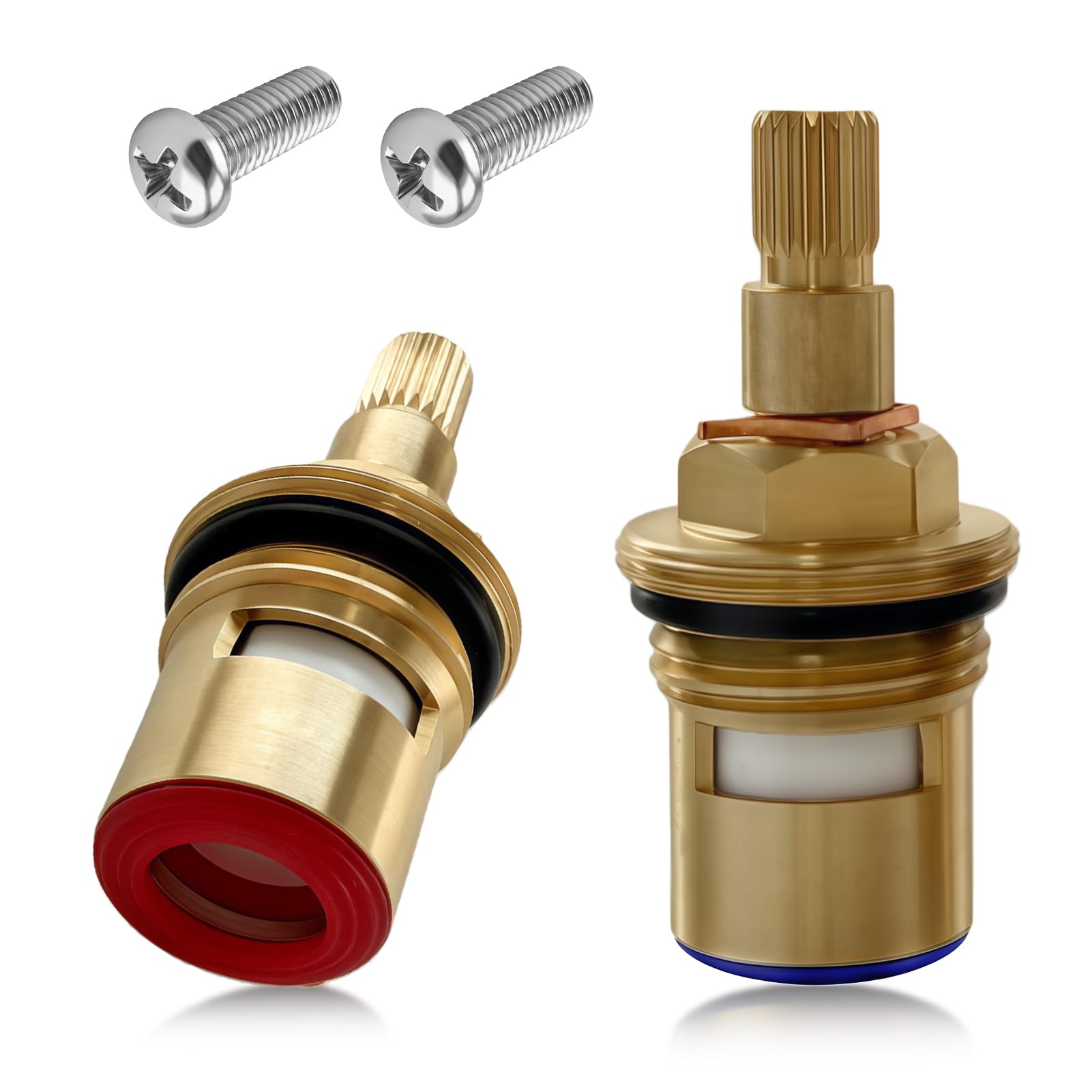 Universal Brass Tap Cartridge Replacement 2 Pcs 1/4 Turn Ceramic Disc Valve for Kitchen Mixer Taps and Bathroom Basin Hot Cold Water Inserts Compatible with Franke Olympus SP3561 1427R 3561R
