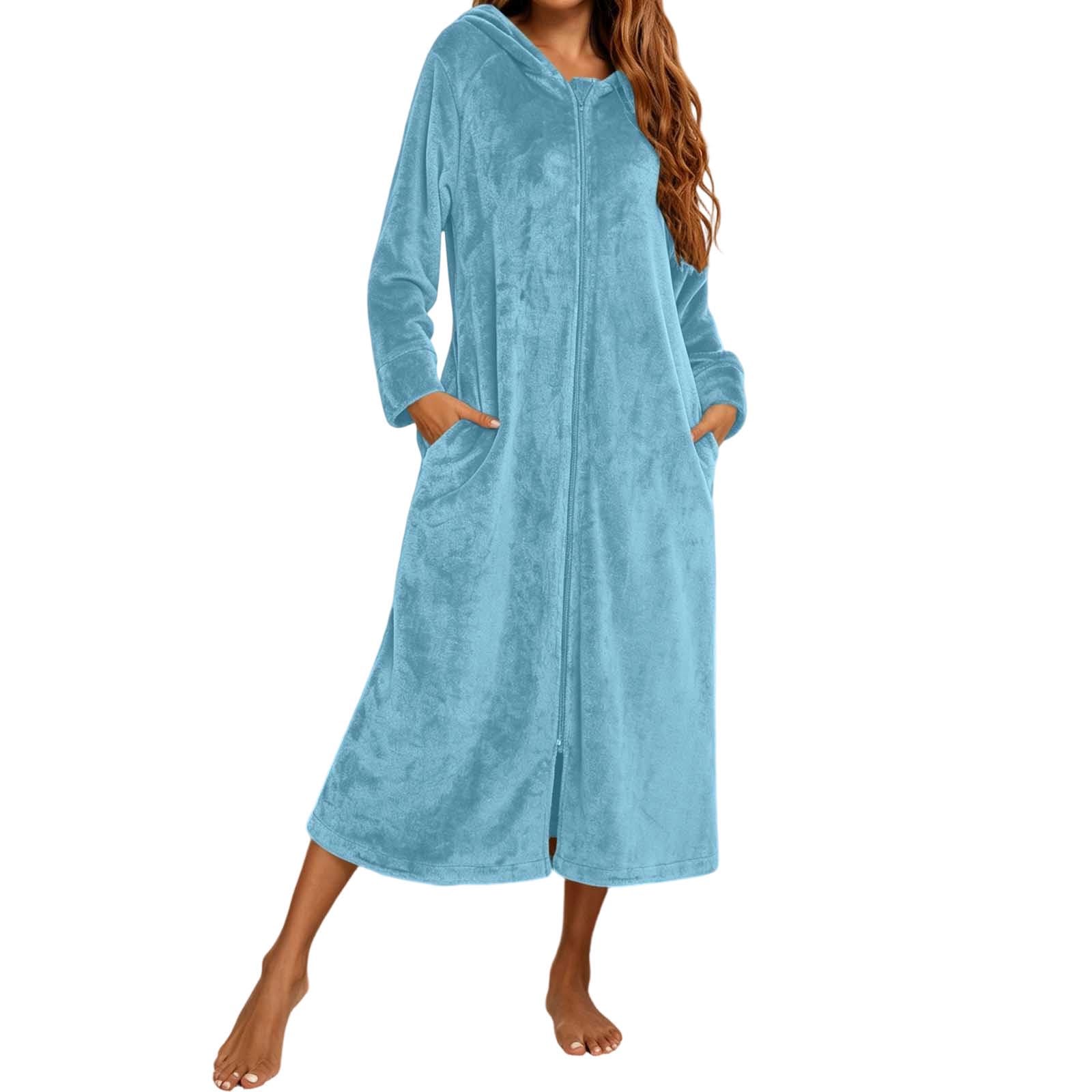 Damen Fleece Bademantel Morgenmantel Flauschig Badeponcho Frottee Hausanzug