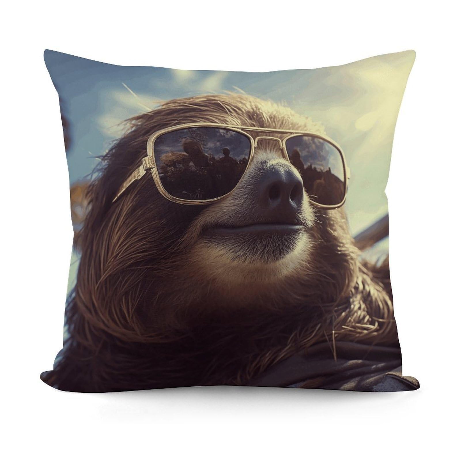 Adfgyerh Style Sloth With Sunglasses Decorative Pillow Covers, Throw Pillow Covers Soft For All Seasons, Pillowcases For Couch Living Room Sofa Bedroom 18X18 Inch