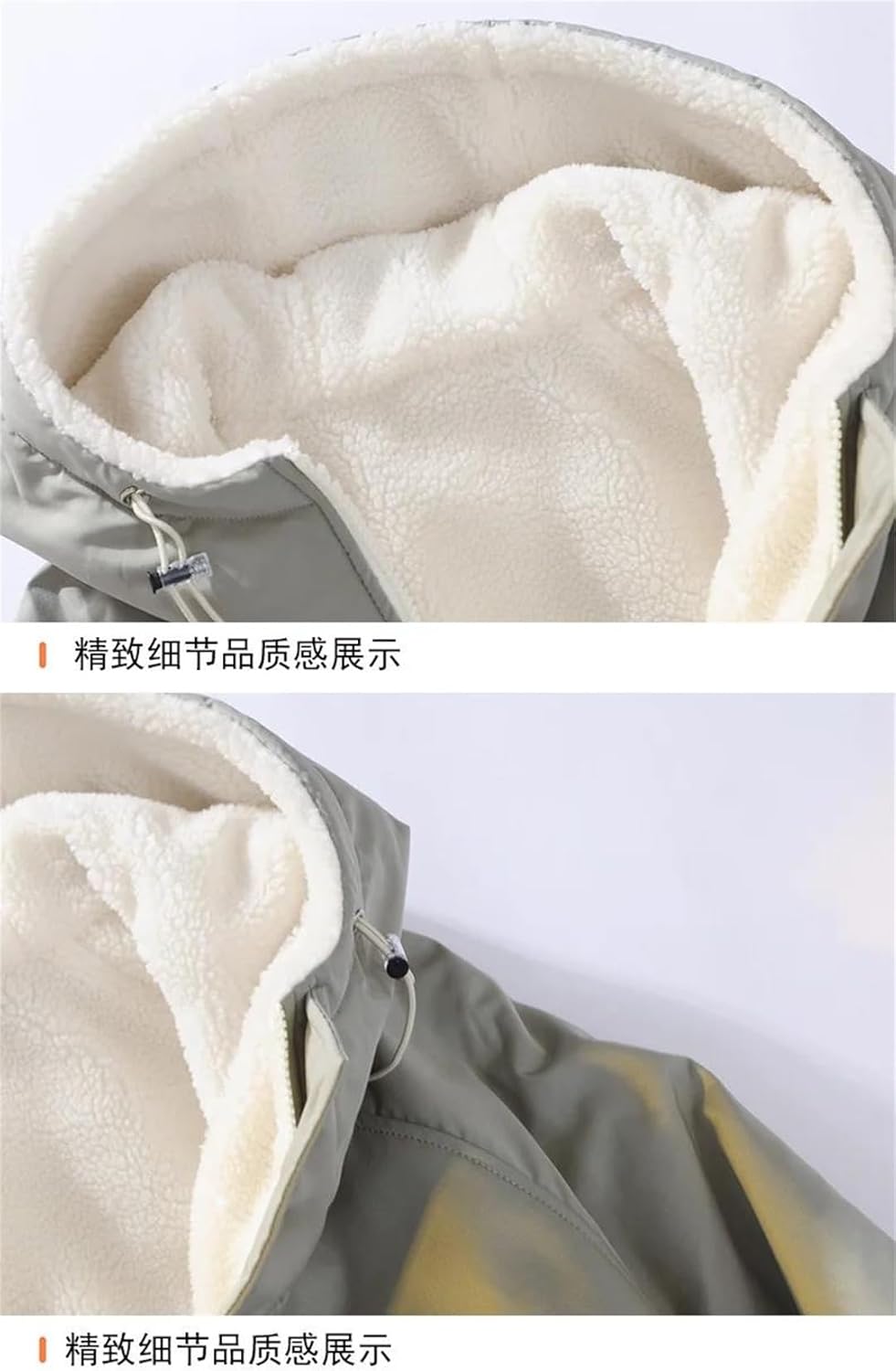 Men's Women's Reversible Winter Lamb Fleece Hooded Jacket Casual Zipper Thick Warm Cotton Coat
