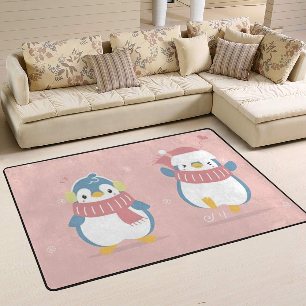 Tapis de Noël pingouin rose Ruchen pour décoration chambre enfant