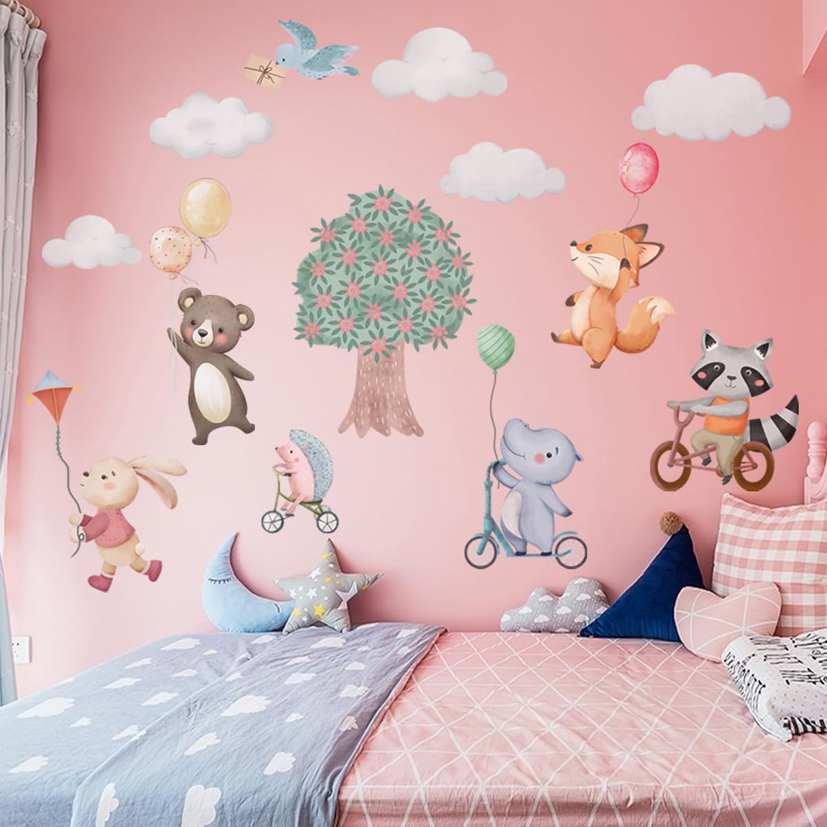 Snapklik.com : Watercolor Jungle Animal Wall Decals Rabbit Fox Hippo ...
