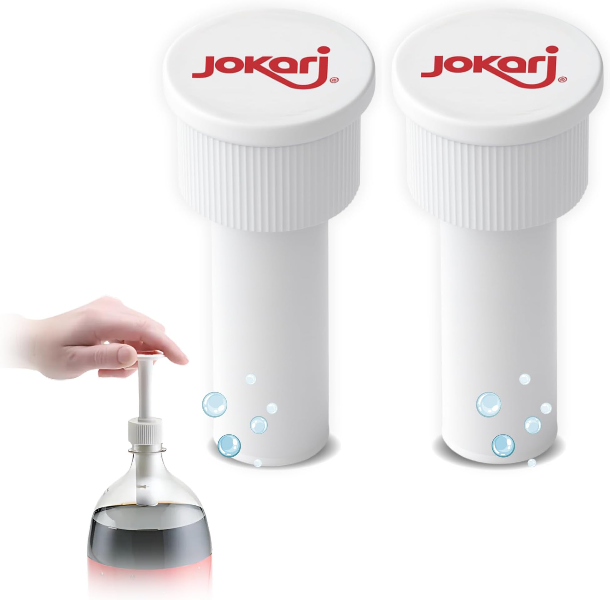 Jokari 05002 – Fizz Keeper Pump Cap for 2 Litre Bottles – White 3.6cm x 8cm - Keeps The Fizz in - 2 Pack