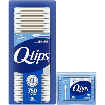 Q-tips Cotton Swabs 750 Count + Travel-Size 30 Count For Home, First Aid and Beauty, 100% Cotton