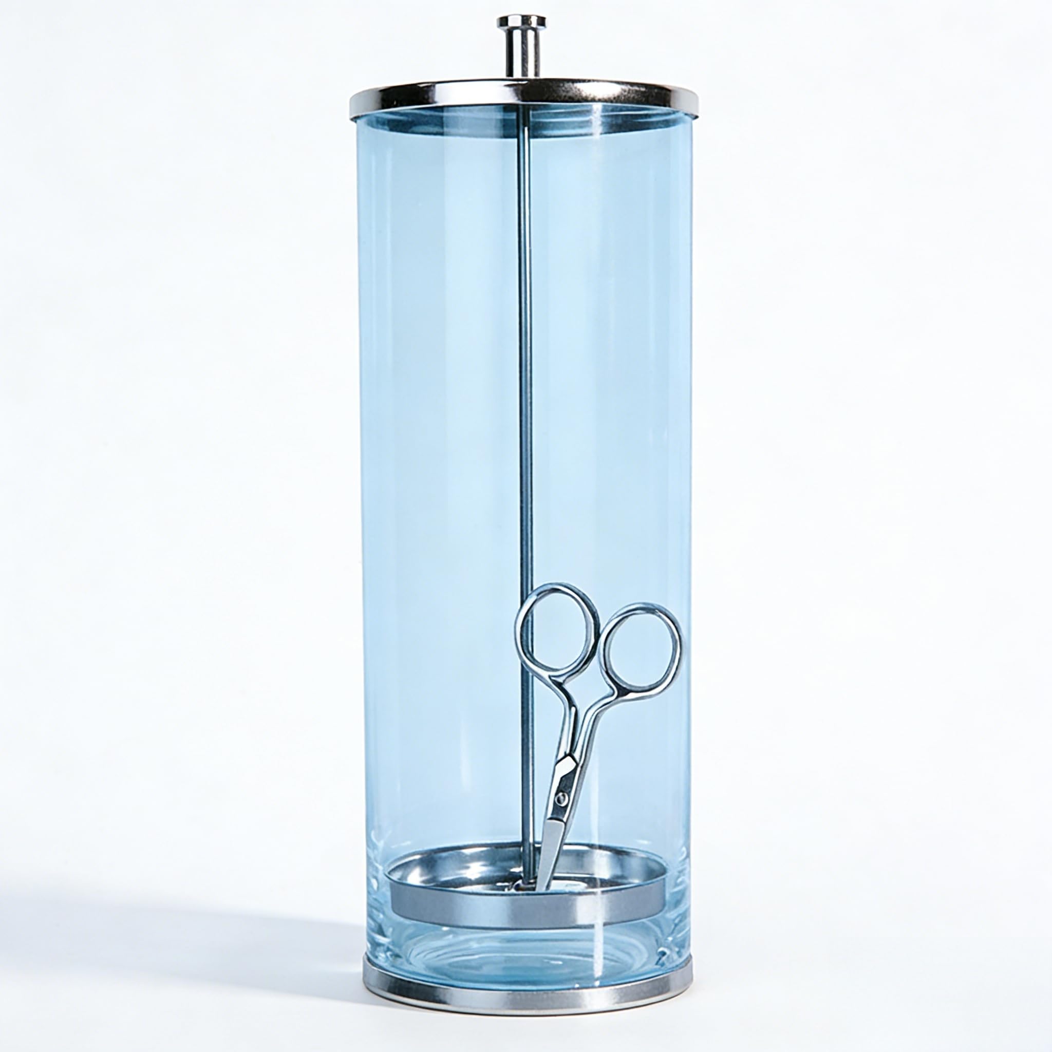 9 Zoll Desinfektionsglasbehälter (23cm), Edelstahl+Transparent Glas Sterilisation Behälter, Abtropfkorb-Design für Maniküre-Werkzeuge & Salon Hygieneverwaltung