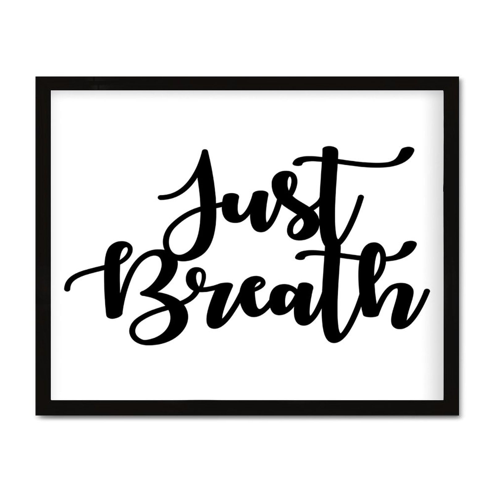 Panneau en bois encadré Just Breath message bien-être