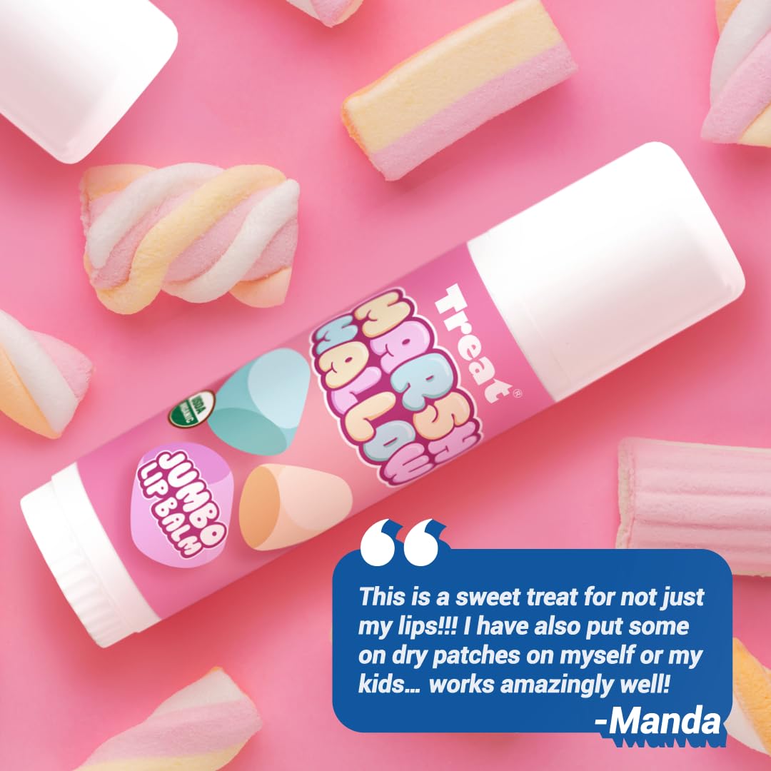 Treat Jumbo Organic Lip Balm, Marshmallow Cream, Cruelty Free .50 Ounces, White - Image 3