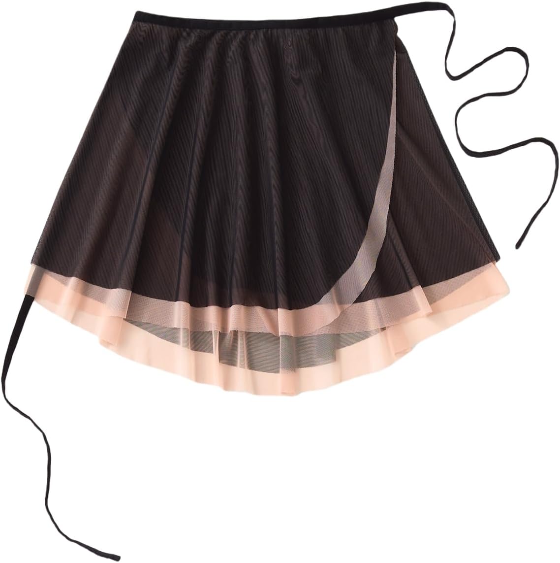 Ballet Skirt 2-Layers Two-Color Mesh Tie-Up One-Piece Elastic Waistband