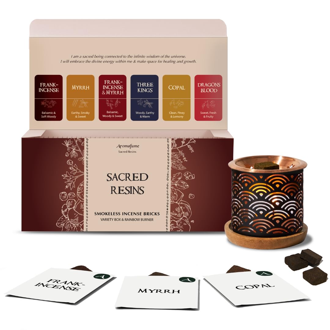 Juego de regalo de ladrillos de incienso sin humo y quemador de arco iris, 6 aromas, Aromafume