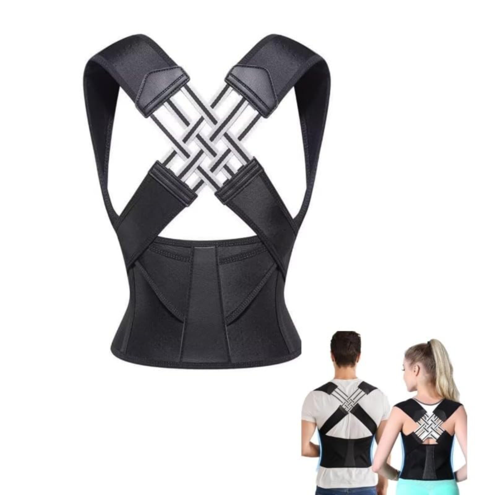 Cerviless Pro Correcteur de Posture - Soutien Dorsal pour Douleurs Nuque/Dos, Idéal Bureau/Conduite/Jeux/Ordinateur (Noir,L (100-130))