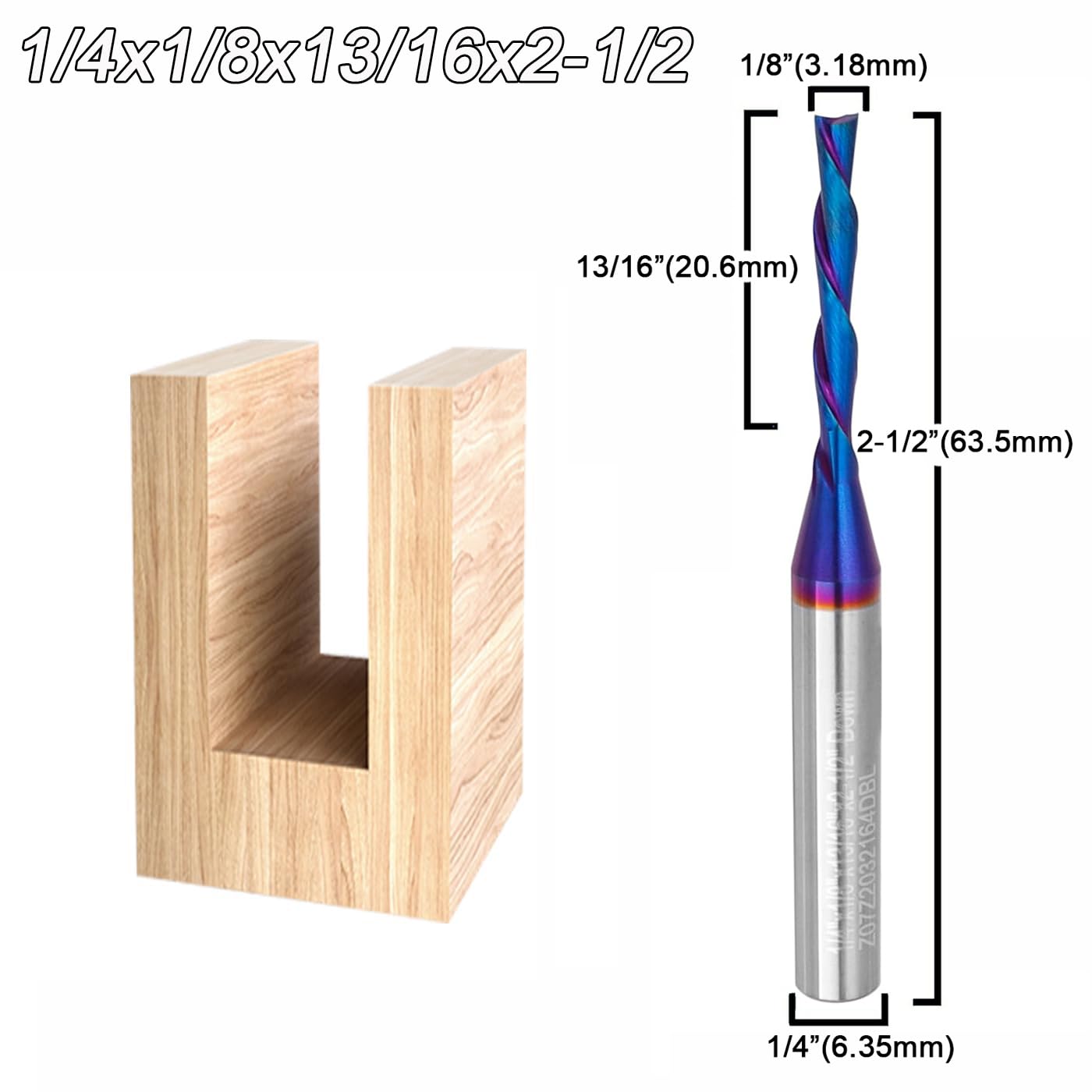 Fresa Espiral para Madera 6,35mm Fresa en Espiral de Corte Hacia Abajo CNC Fresa Para Madera Tallada Grabado 1/4x1/8x13/16x2-1/2