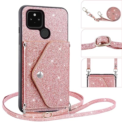 Coque Google Pixel 5 rose pailleté pour sorties et soirées