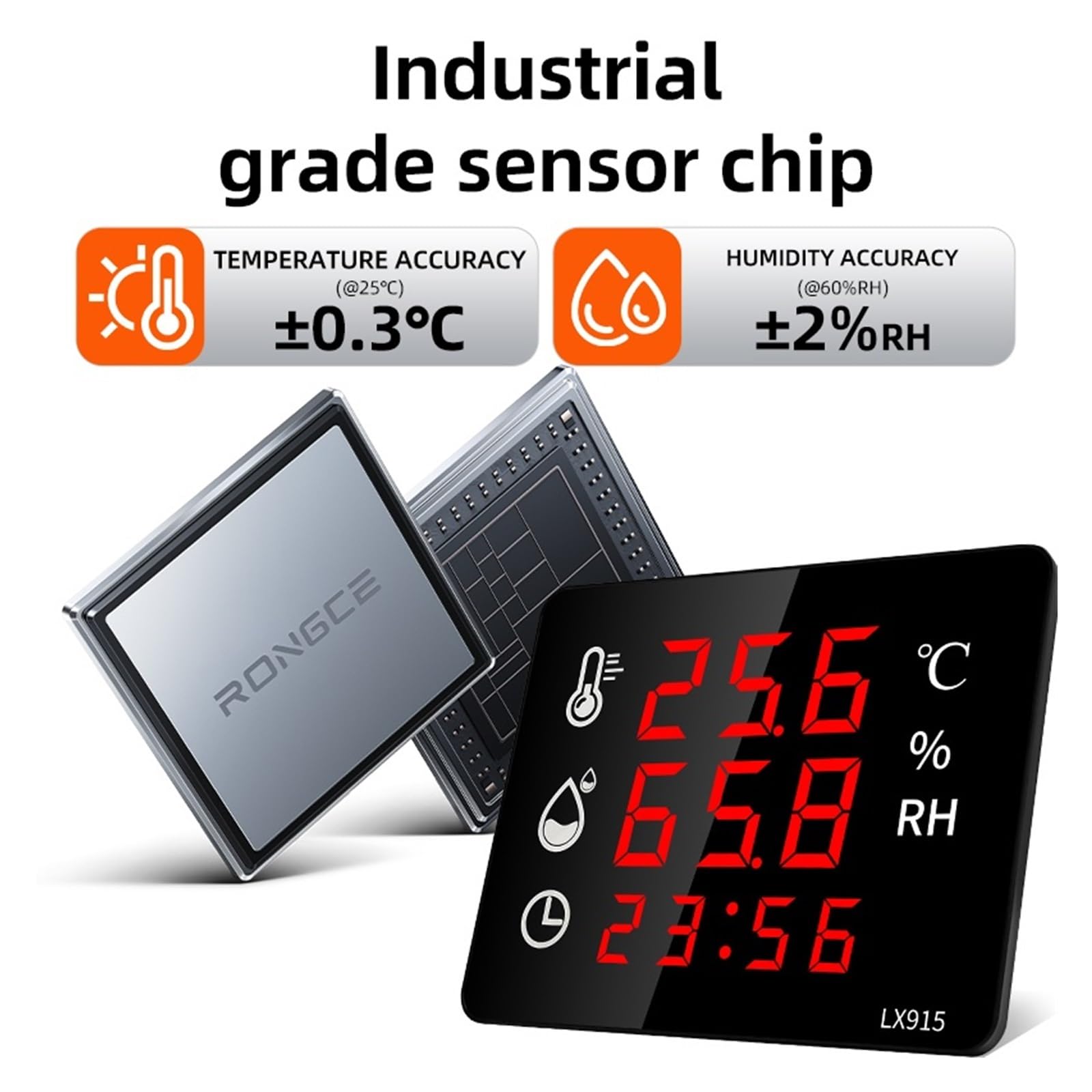 Poolthermometer Digitales Hygrometer Outdoor Indoor Sauna Thermometer Mit Alarm Digitale Wanduhr Temperaturmesser Und Sensor Einfach Zu Bedienen(LX915D)