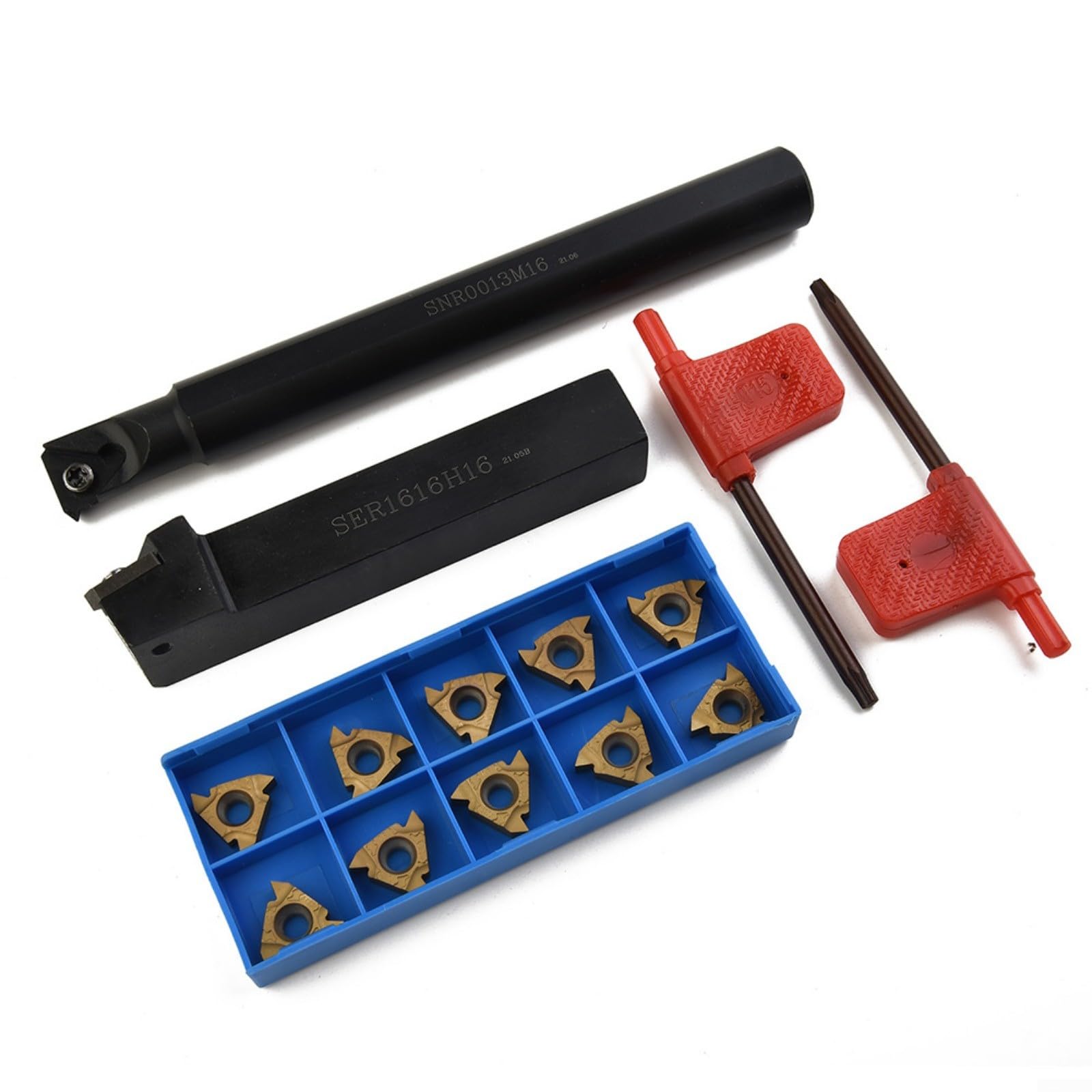 Lot de 12 inserts de filetage interne pour barre d'alésage avec porte-outils SER1616H16 et SNR0013M16 pour plaquettes en carbure d'usinage CNC