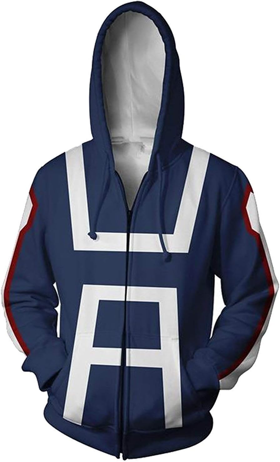 Unisex 3D Printed My Hero Academia Zip up Hooded Sweatshirts Autumn Winter Hoodies
