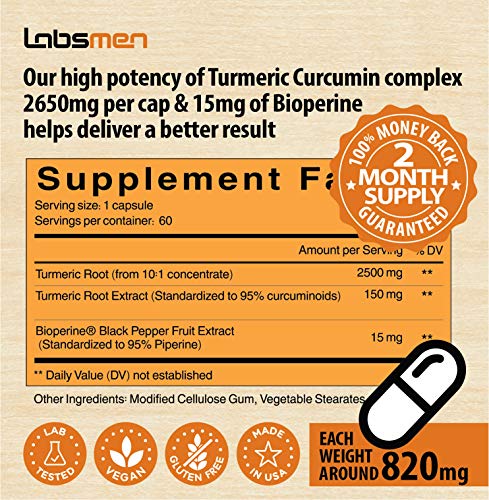 One Vegan Turmeric Curcumin With Black Pepper/Tumeric Curcumin Supplements (Turmeric Capsules) As 20X Max Absorption Joint Support Supplement Of 2665Mg Curcumin For Joint Health (2-Mons) #TOP1