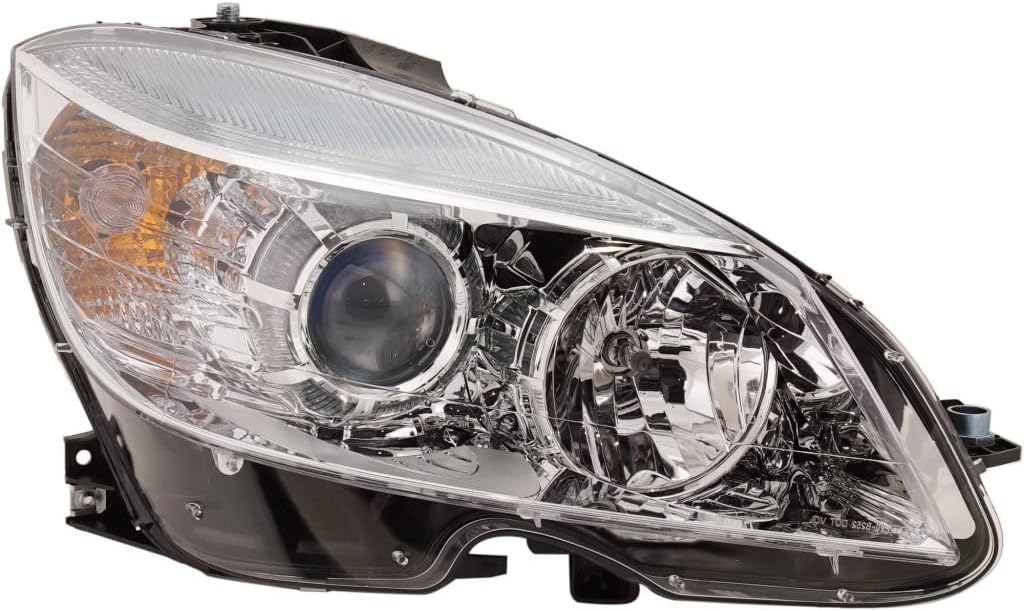 CarLights360 For Mercedes-Benz C-Class Headlight Assembly 2008 09 10 2011 Pair Driver and Passenger Side Chrome DOT Certified | MB2502163 | MB2503163 | 204 906 55 03