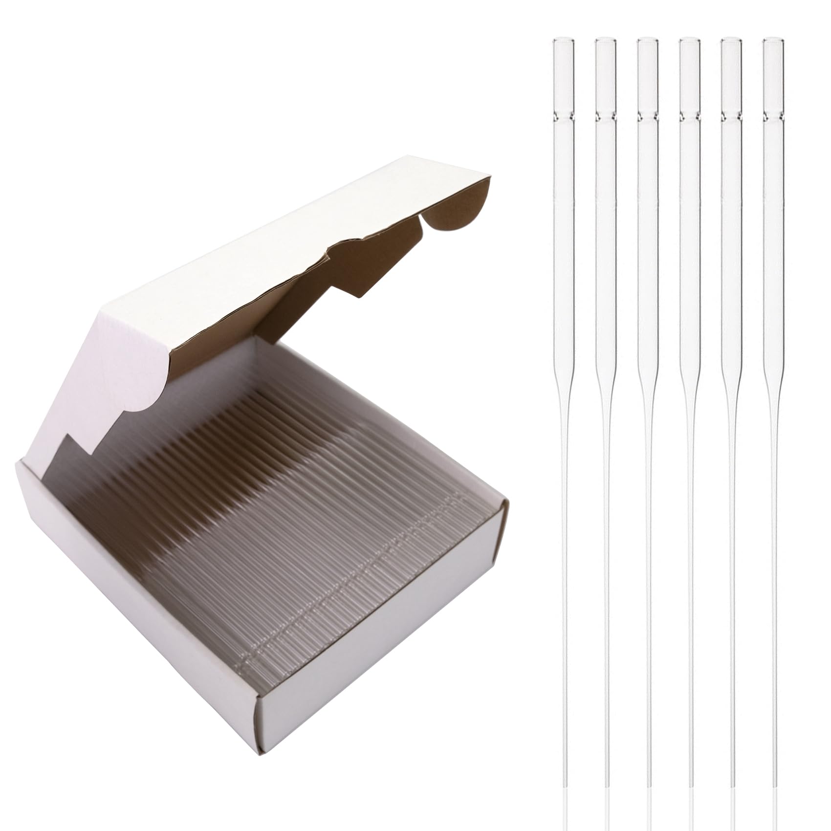 Pipetas de cristal Pasteur de cristal, pipetas de cristal de borosilicato, pipetas de transferencia de líquido sin duar para química de laboratorio, 7 × 230 mm, 250 unidades/pk