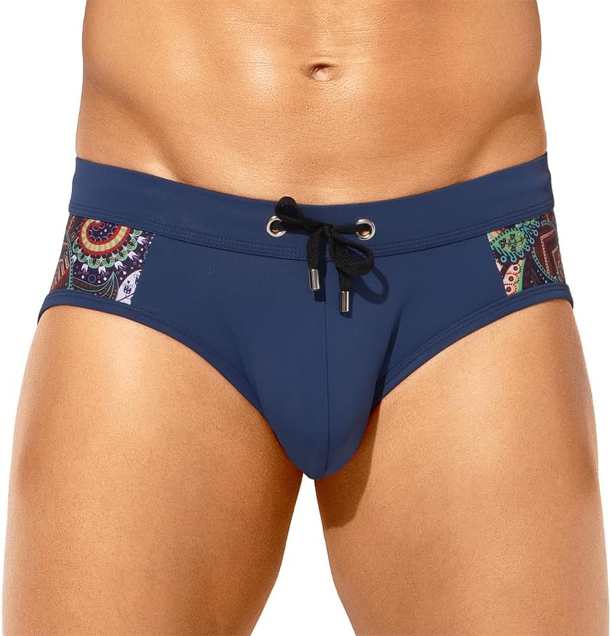 Arjen Kroos Men's Swimsuit Printed Swim Briefs Pattern Bikini Swimwear with Drawstrings and Lined Pouch - Image 2