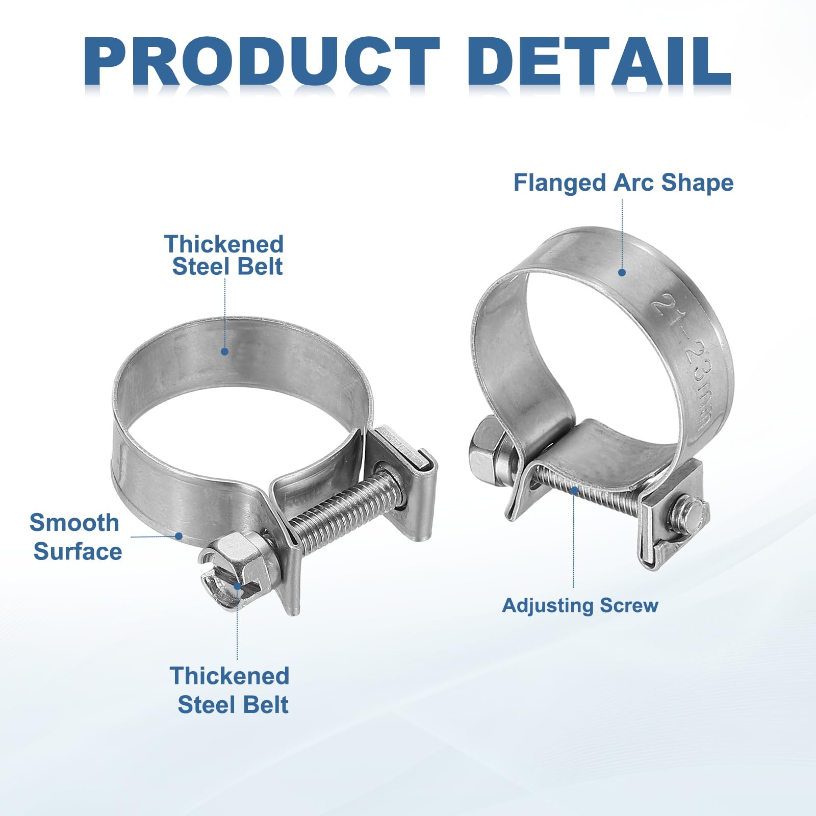 PATIKIL 5 Pcs 21-23mm Mini Fuel Injection Hose Clamps Stainless Steel Adjustable Clamp - Image 3