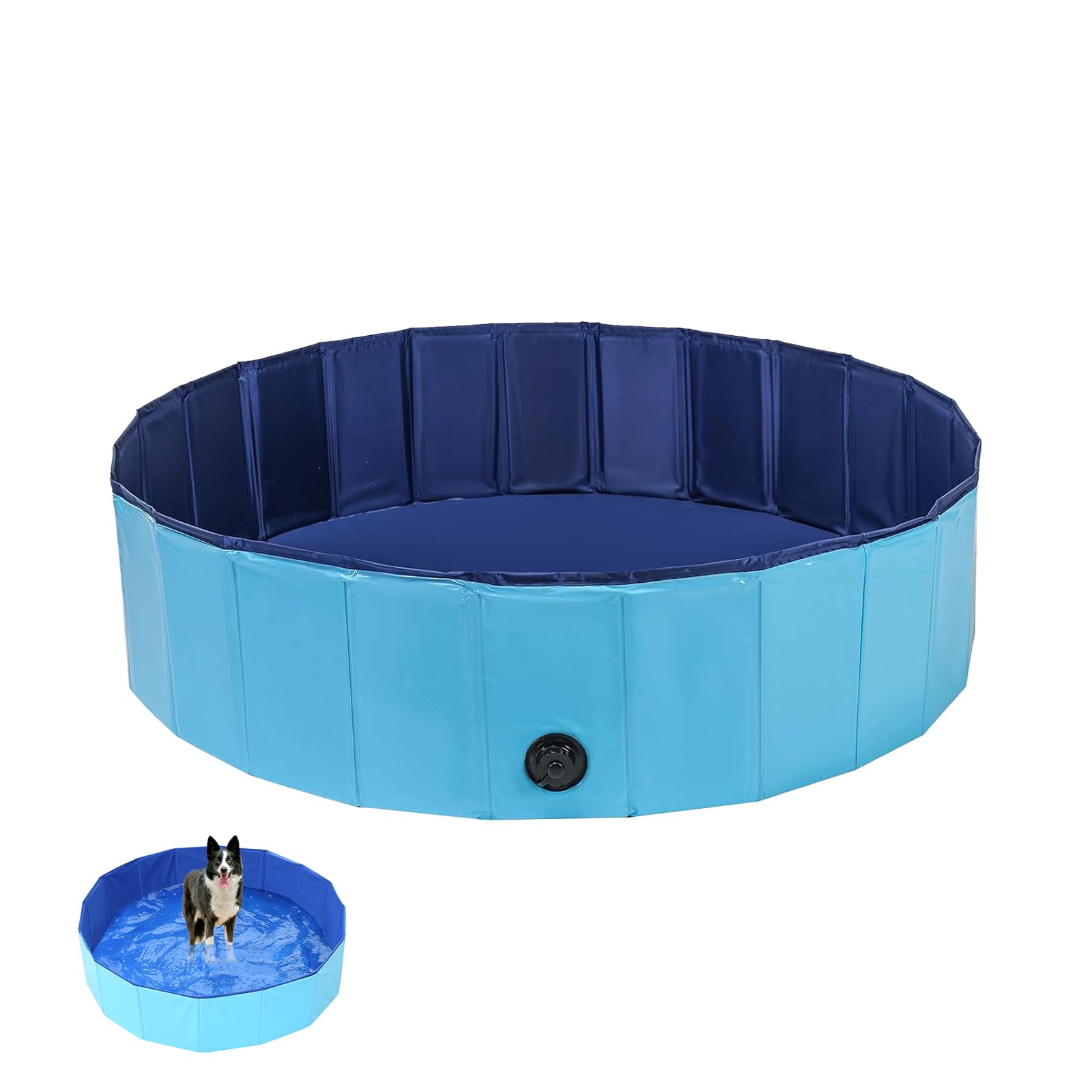 Foldable Dog Paddling Pool, PVC Portable Pet Swimming Tub 80x20cm