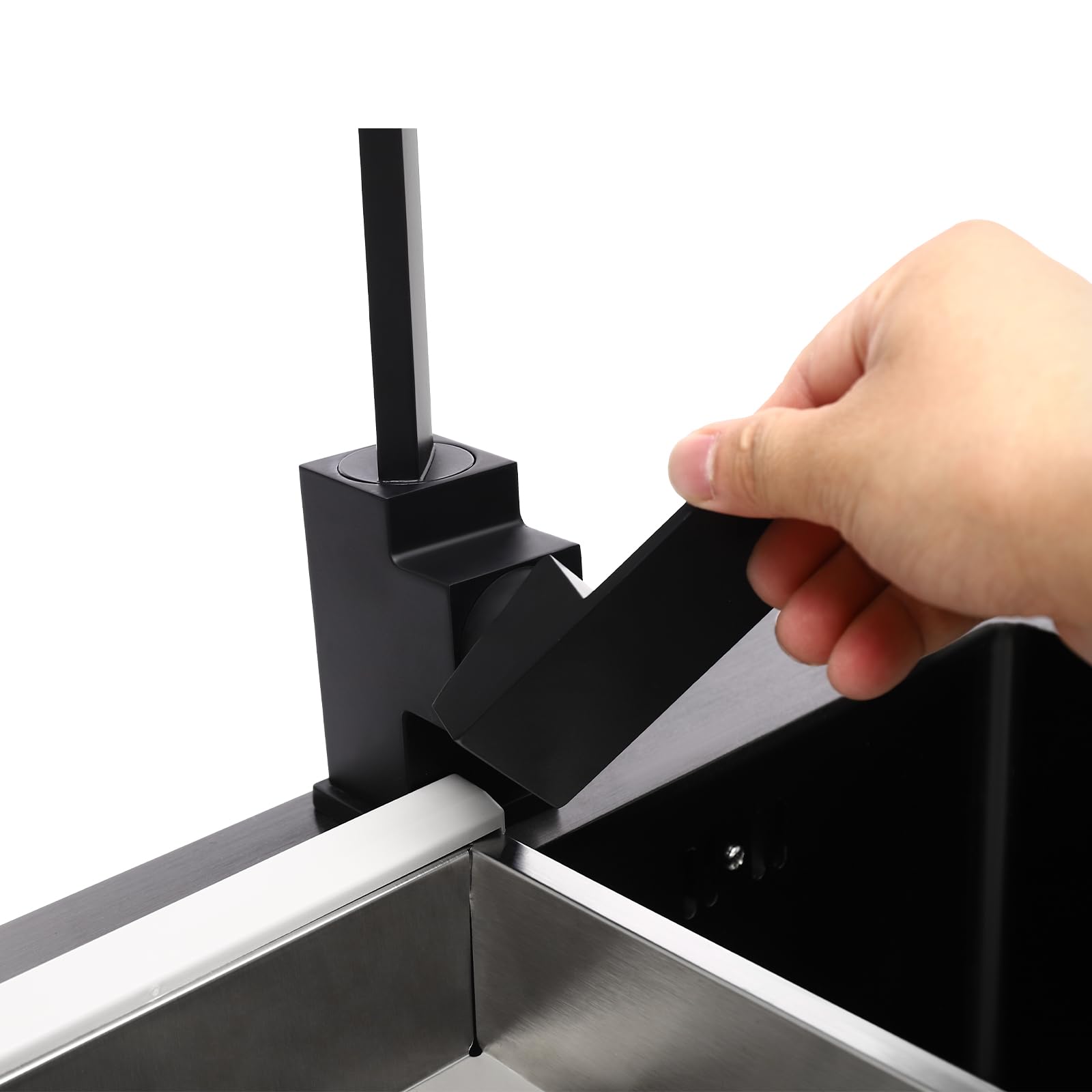 Lavello da incasso in acciaio inox, 40 x 45 cm, lavello da cucina con rubinetto, set di scarico + dispenser di sapone, lavello da cucina, 1 bacino per un uso facile da usare