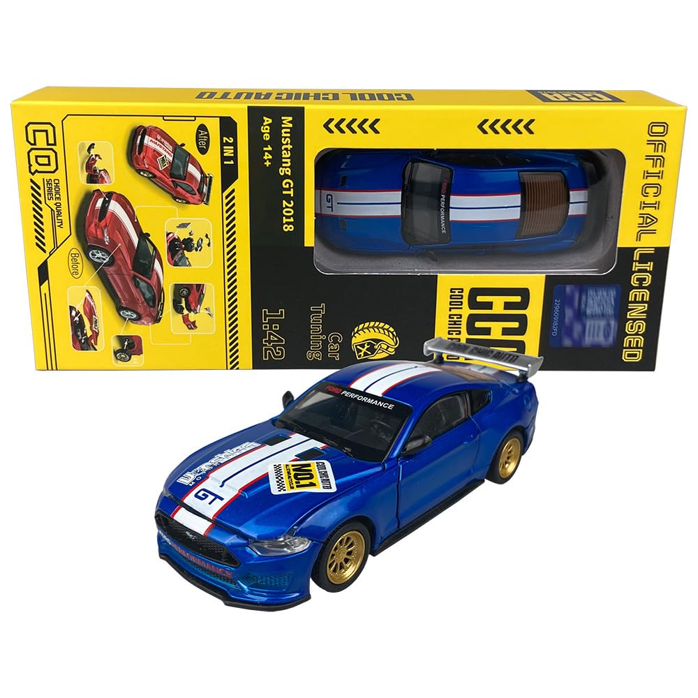 Cool Chic Auto CCA 1:42 Scale Mustang GT 2018 Modified Cars Model Assemble Toy Kits (Blue)