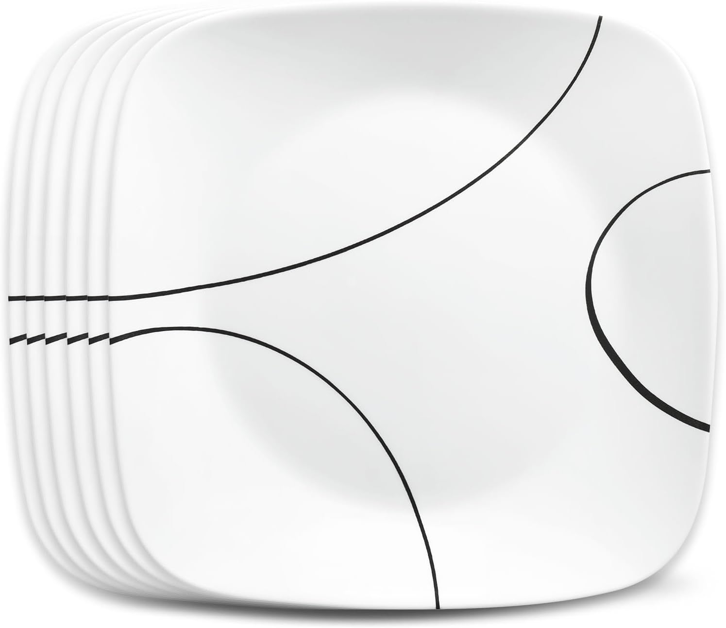 Simple Lines 6-Piece 8.75-Inch Square Lunch Plate Set