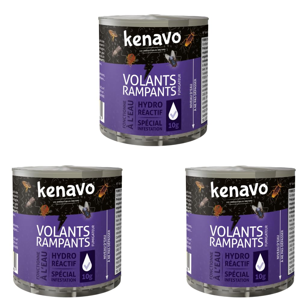 Lot de 3 Fumigateurs Tous Insectes 10g - Traitement choc contre punaises de lit, cafards, puces, mouches, araignées - Vapeur insecticide pénètre les petites cavités, sans combustion - KENAVO (3)