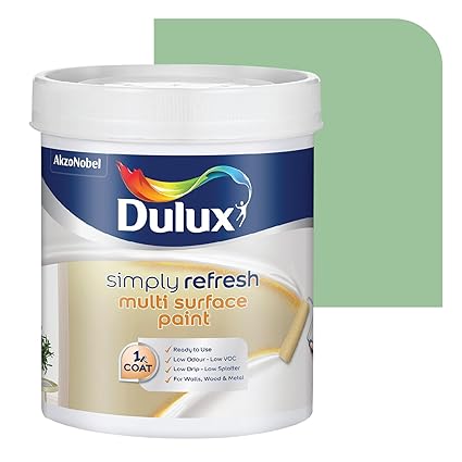 Dulux Simply Refresh SHADE OF LIME DIY Multi Surface Paint Washable Coat, Low Drip Splatter with Soft Sheen Finish for Wall, Wood & Metal Surfaces - 1 L (LITTLE TREE)