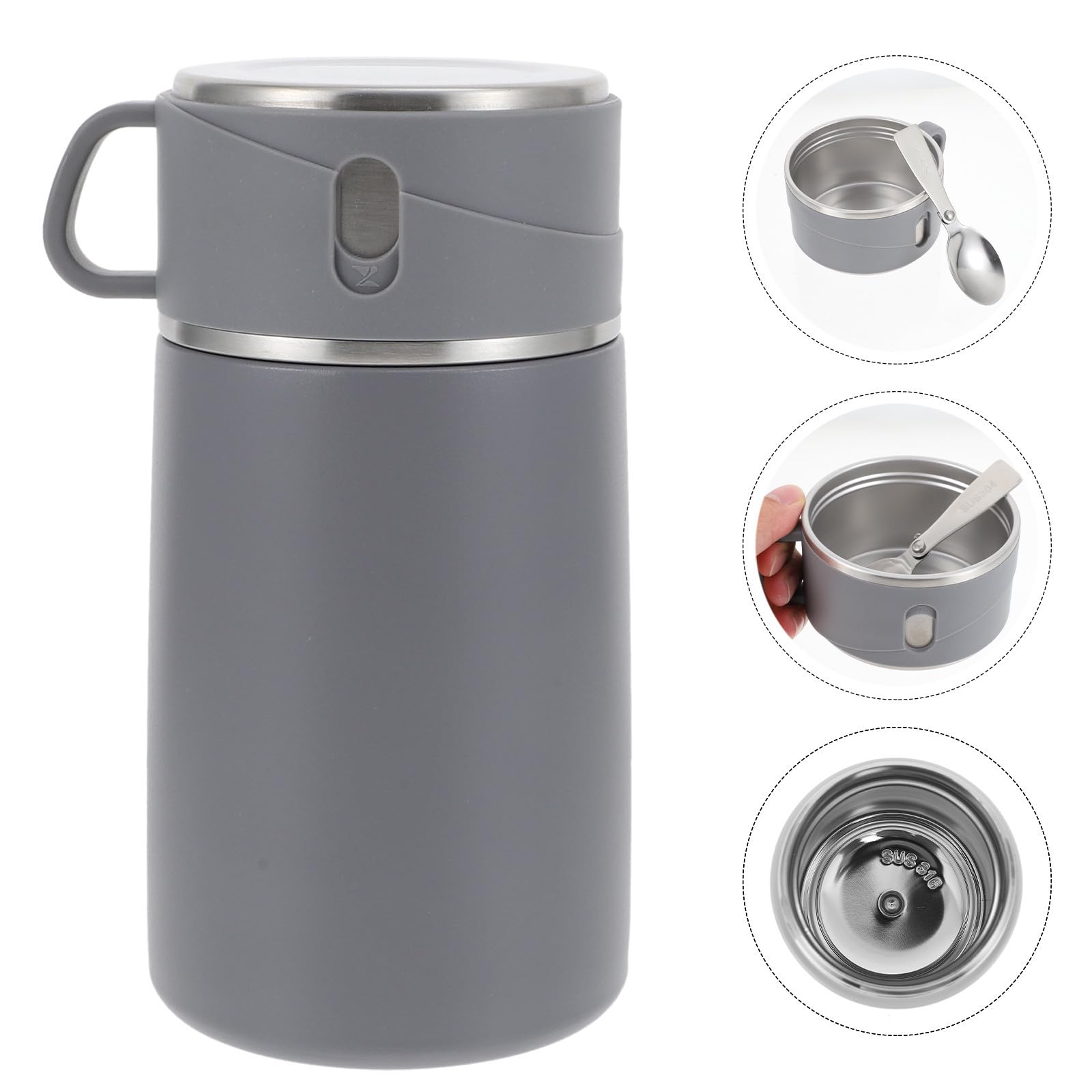 Termo para Comida Caliente de 600ml en Acero Inoxidable y Pp, Portátil Prueba de Fugas, Adecuado para Uso Doméstico y Viaje
