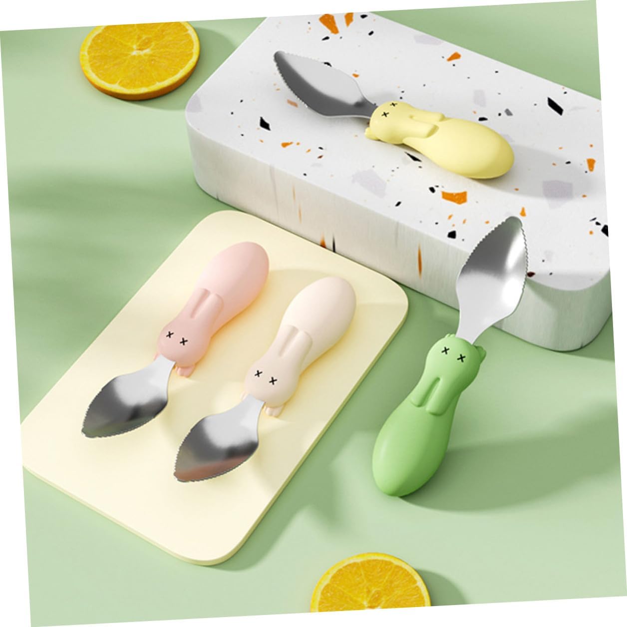 2Pcs Fruit Scrapping Spoons and Safe Feeding Utensils for Home and Outdoor Use