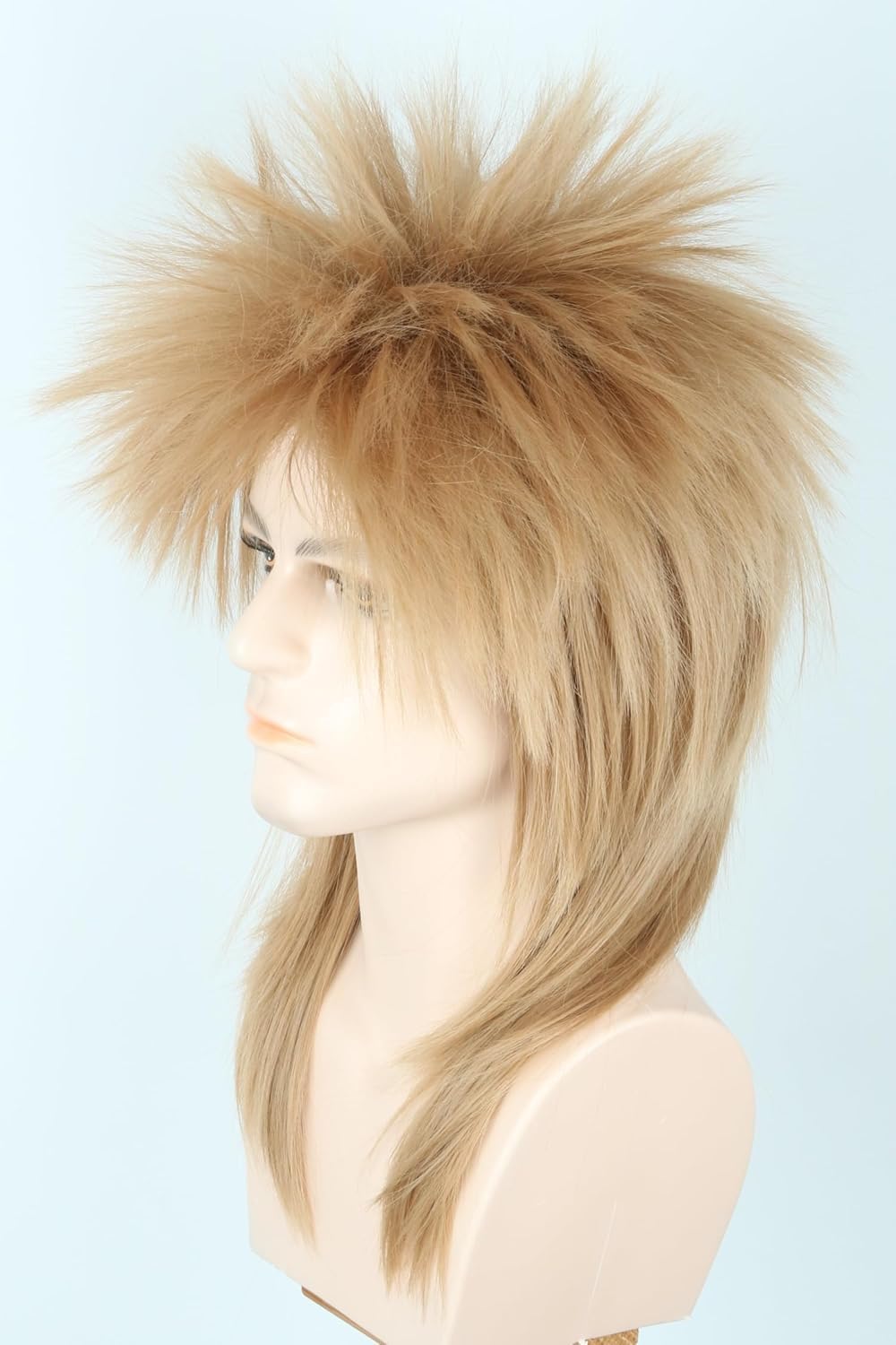 LeMarnia 80s Unisex Adult Tan Spiked Mullet Wigs Heavy Metal Punk Rock Wig Halloween Costume Funny Wig - Image 3