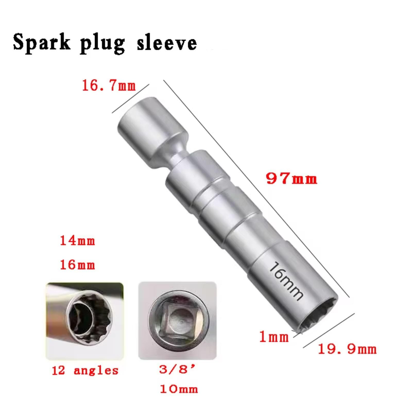 Ángulo Magnético Fino para Bujías De Pared Llave De Vaso para Bujías Herramientas De Extracción Coche Compatible con Benz Juego de Llave para Bujías