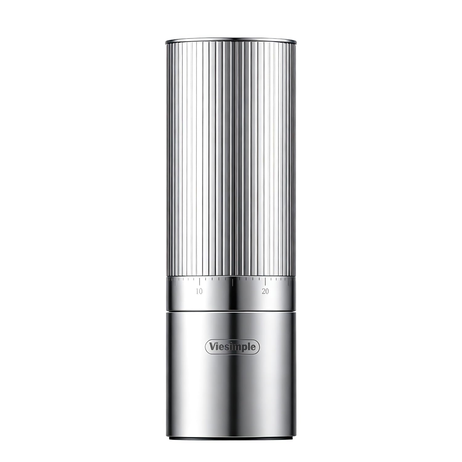 Viesimple V6 Pro Portable Electric Burr Coffee Grinder, 60 Settings, Silver | All-metal body delivers fast, low-mess grinding from fine espresso to coarse French press for home kitchens and trips.