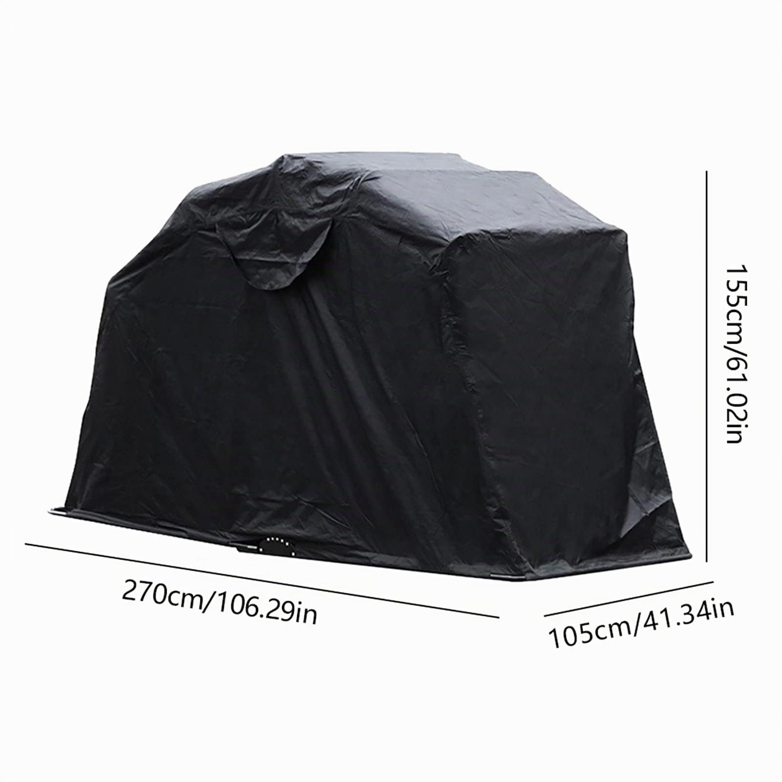 Schwarz Motorrad Abdeckplane, 270 * 105 * 155cm Garage 600D Oxford-Gewebe UV-geschützt und Wasserdicht Schutzplane Faltzelt Faltgarage für Outdoor Quad, Roller und Motorrad