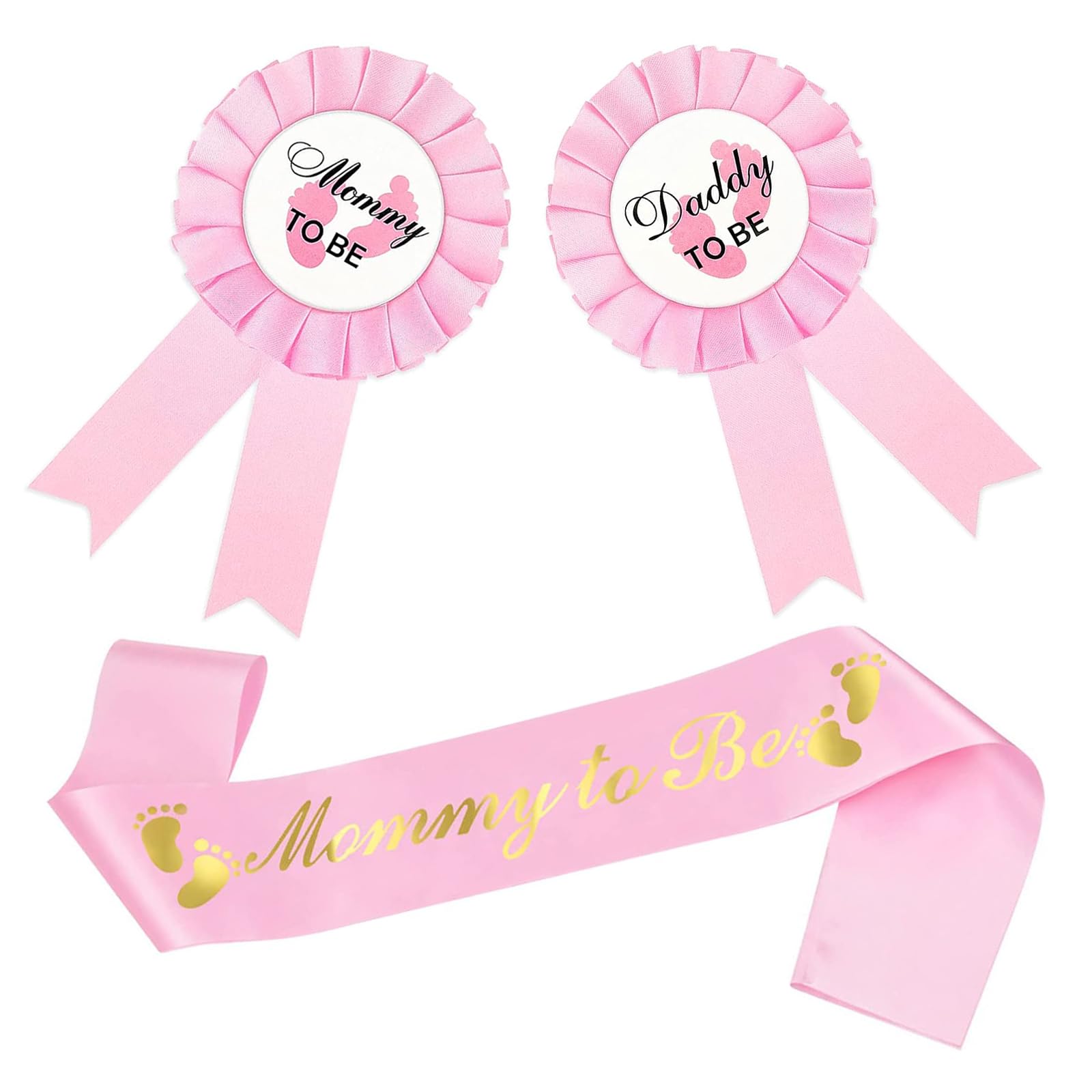 3 Packs Baby Shower Decorations Mommy to Be Sash, Daddy and Mommy To Be Badge Pin Button for Baby Shower Celebration Gender Reveals Party Favor New Dad Mom Gifts