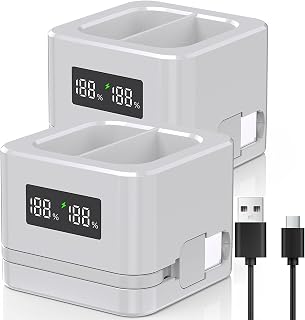 2 Pack Upgraded Ring Battery Charger, One Charger Compatible with Ring Batteries, LED Digital Screen, Dual Charging, for Ring Doorbell Camera 2/3/4, 3Plus, Ring Spotlight Camera and Stick Up Cam
