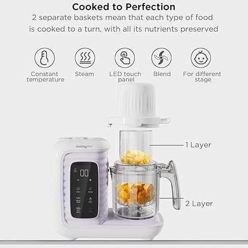 Miniatura 9 de MOMYEASY Máquina de alimentos para bebés, procesador multifunción, molinillo picador, vaporizador de alimentos para bebés y licuadora de puré en