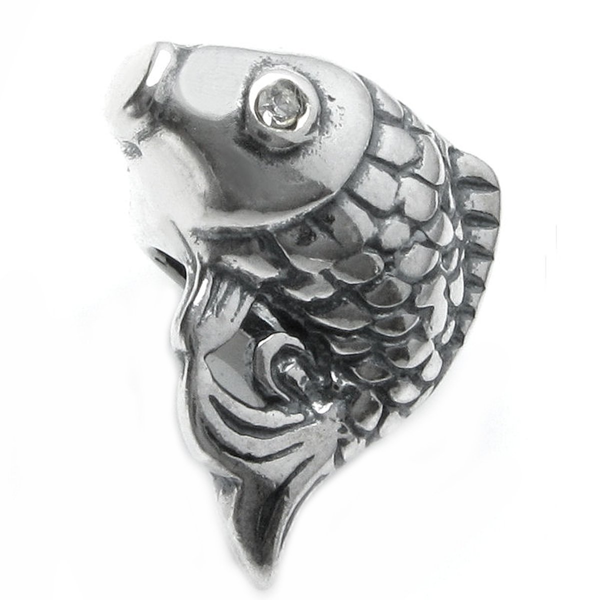 925 Sterling Silver CZ Goldfish/Koi Fish Charm Bead – For 3mm European Charm Bracelets & Necklaces - View #6
