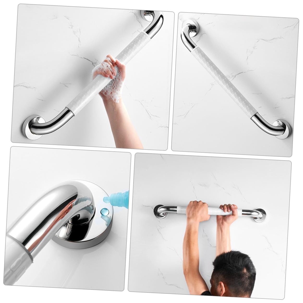 Barra de Seguridad para Baño Antideslizante de Acero Inoxidable con Anillo Luminoso Asidero Ergonómico y Resistente para Mayores y Ducha