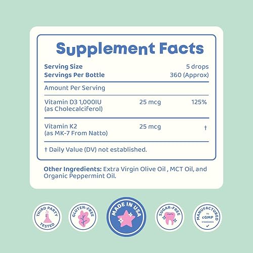 Miniatura 6 de JoySpring Gotas de vitamina D para niños pequeños para apoyar el crecimiento y multivitamínico diario con raíz de bardana y saúco para niños
