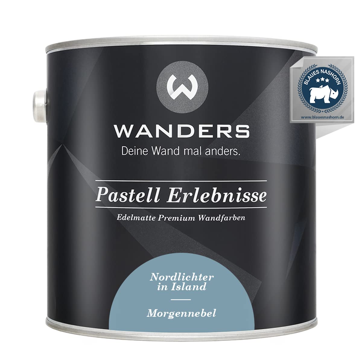 Wanders Pastell Erlebnisse 2,5L - Morgennebel/helles Blau-Grau - Edelmatte Wandfarbe! Küchenmöbellack und Möbelfarbe. Kreidefarbe für Holz & mehr. Hohe Deckkraft, schnell trocknend