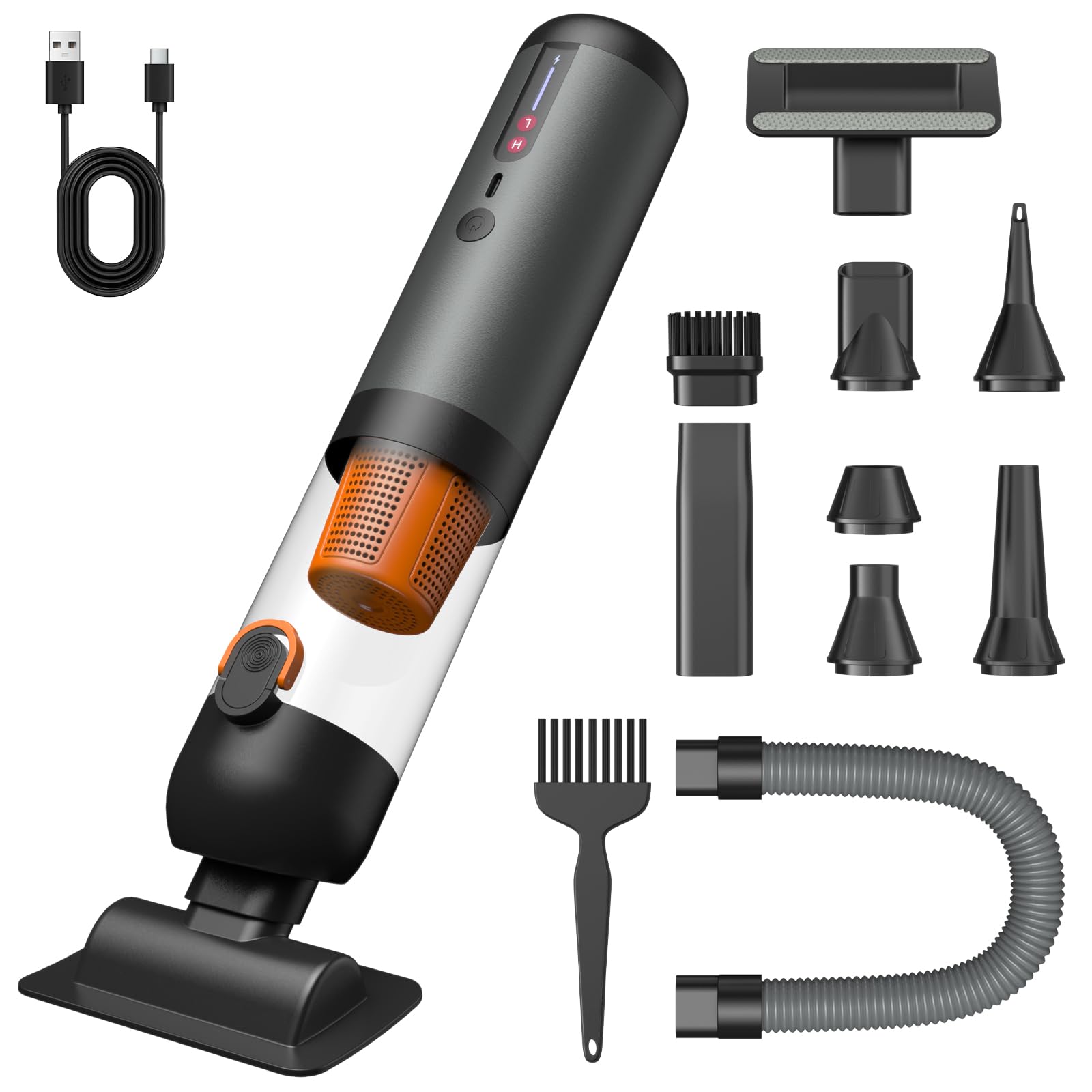 Aspirapolvere per Auto Senza Fili 4-in-1, Aspirapolvere Portatile 20.000 Pa/120 W/40 Min, Batteria 7800 mAh, 2 Modalità Aspirazione, Aspirazione e Soffiaggio, Ricarica Rapida USB-C 2,5 ore