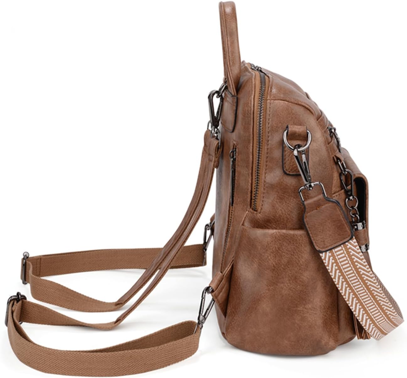 Uromee Backpack Purse for Women Small Vegan Leather Ladies Fashion Tassel Mini Travel Shoulder Bag Convertible Small Brown bag - Image 5