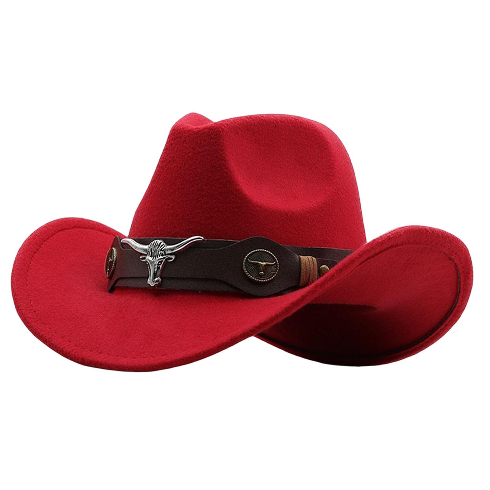 Cowgirl Hat Breathable Casual Cowboy Hat for Women Men Fall Short Trips Red | Hats