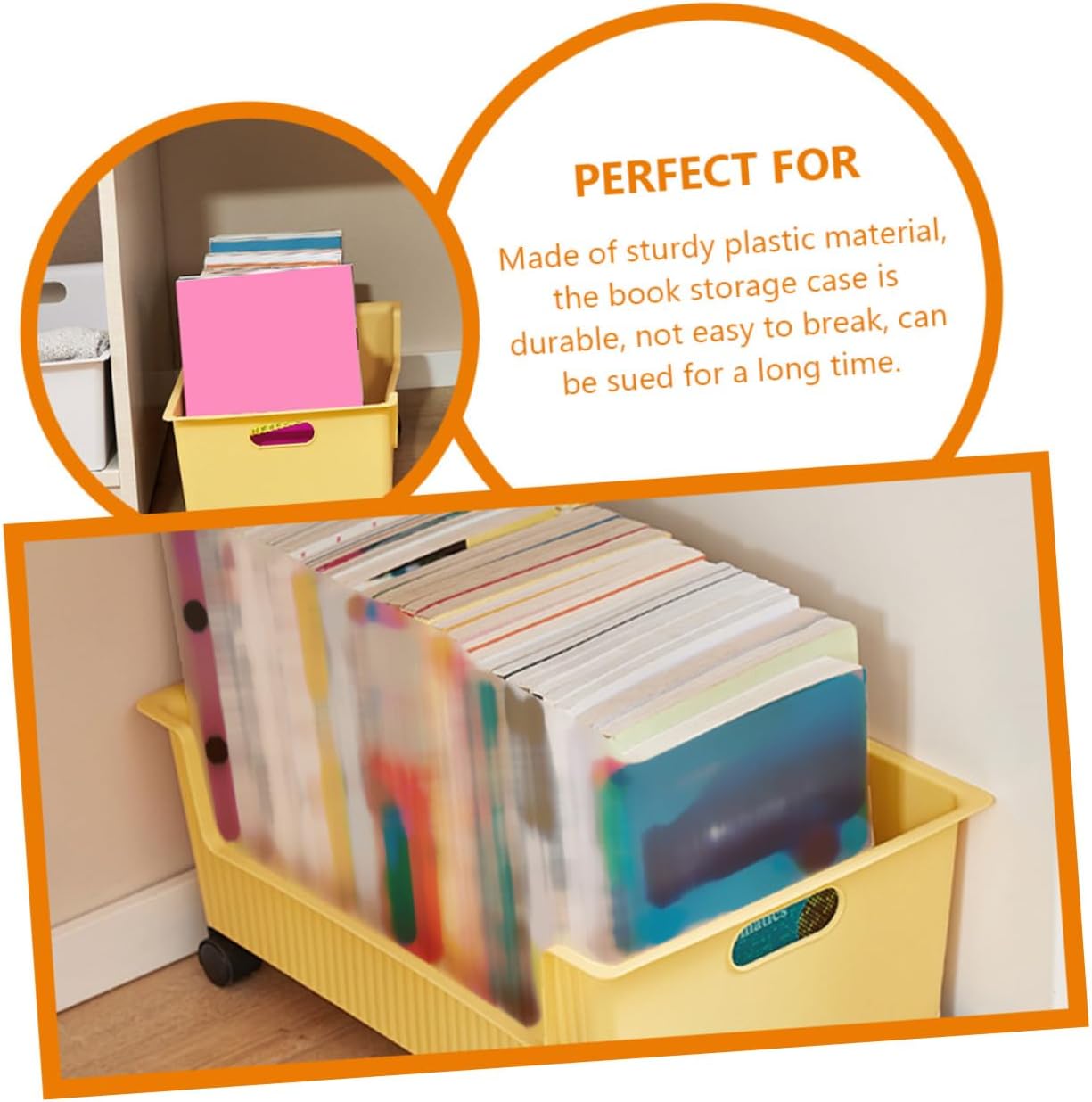 BESTYASH Plastic Storage Box with Wheels Under Desk Rolling Organizer Cart for Books and Bedroom Student Bookcase Storage Bin with Smooth Wheels for Easy Movement and Classroom Use