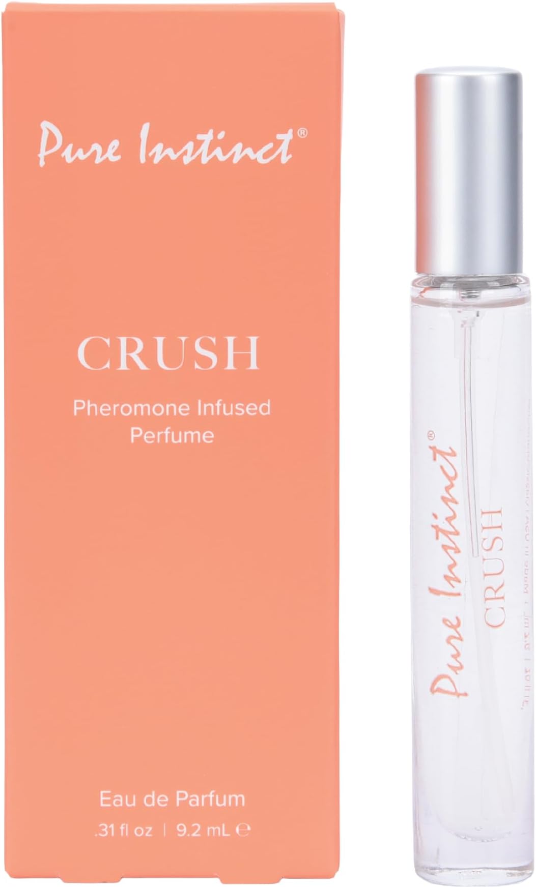 Pure Instinct CRUSH The Original Pheromone Infused Essential Oil Perfume Cologne - For Her Women - TSA Ready (Spray Bottle 0.31 Fl. Oz./9.2mL)