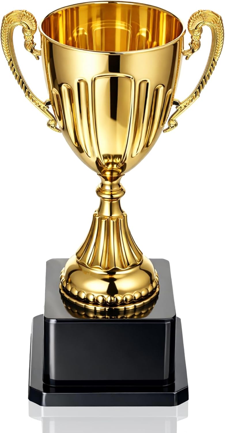 Exclaith Gold Plastic Trophy Cup - 19cm Durable Winning Prize for Sports Tournaments, Competitions & Parties