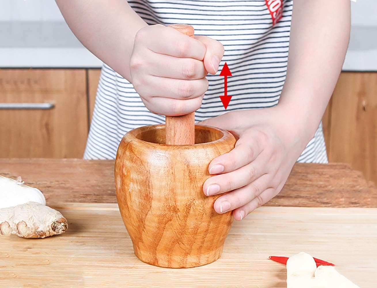 Solid Wood Grinder Mashing Garlic Masher Mashing Garlic Sludge Household Manual Garlic Wood Mortar Mortar Grinder Bowl